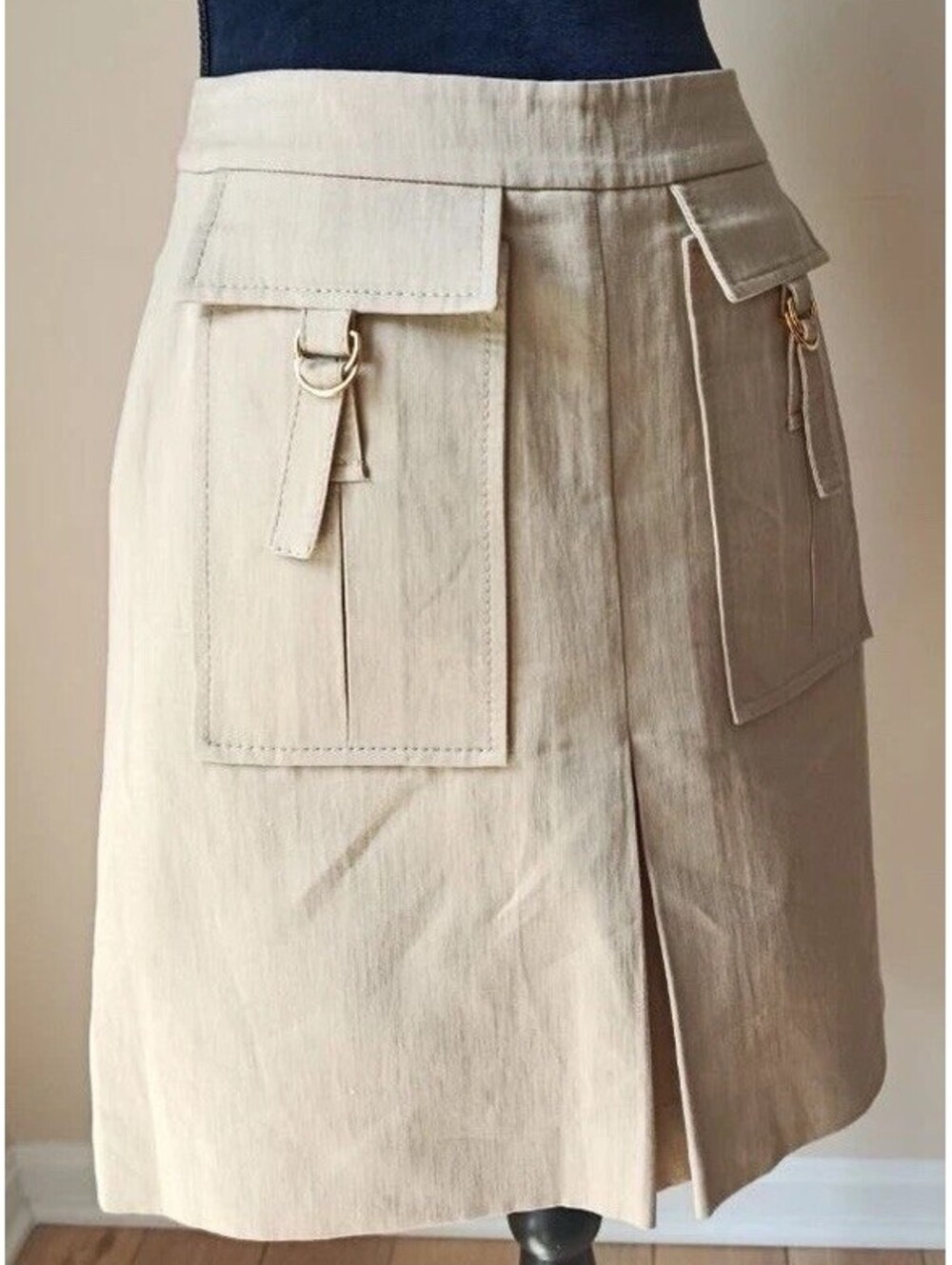 ICB Vintage Utility Cargo Skirt Gold Tone Hardware Flap Pockets IT 40 US S Italy